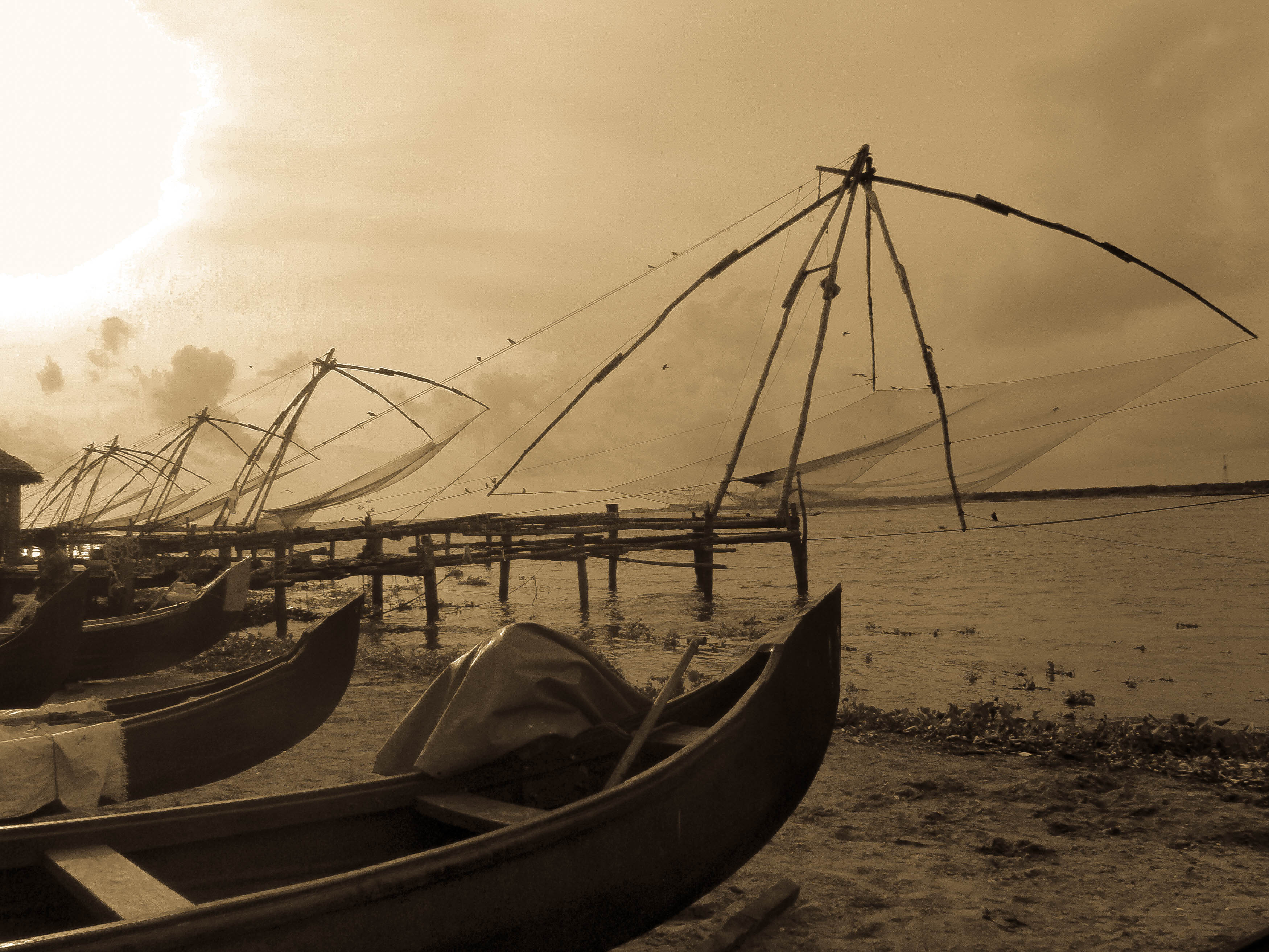 Kinesiska fiskehåvar, Fort Cochin, Kerala  